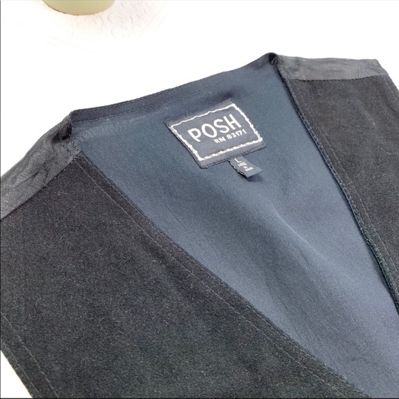 Vintage POSH Suede and Wool Western Vest SZ L - Picture 2 of 7